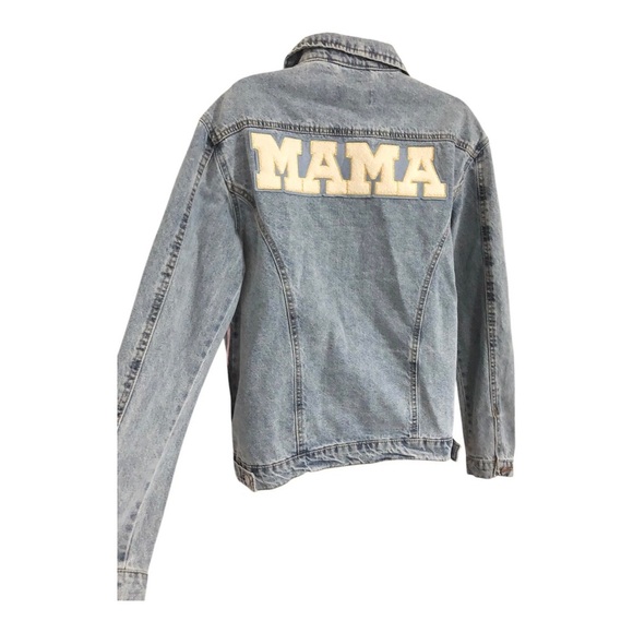 Blue jeans‎ Maternity ‘Mama’ embroidered classic jeans jacket size medium new - Picture 14 of 14